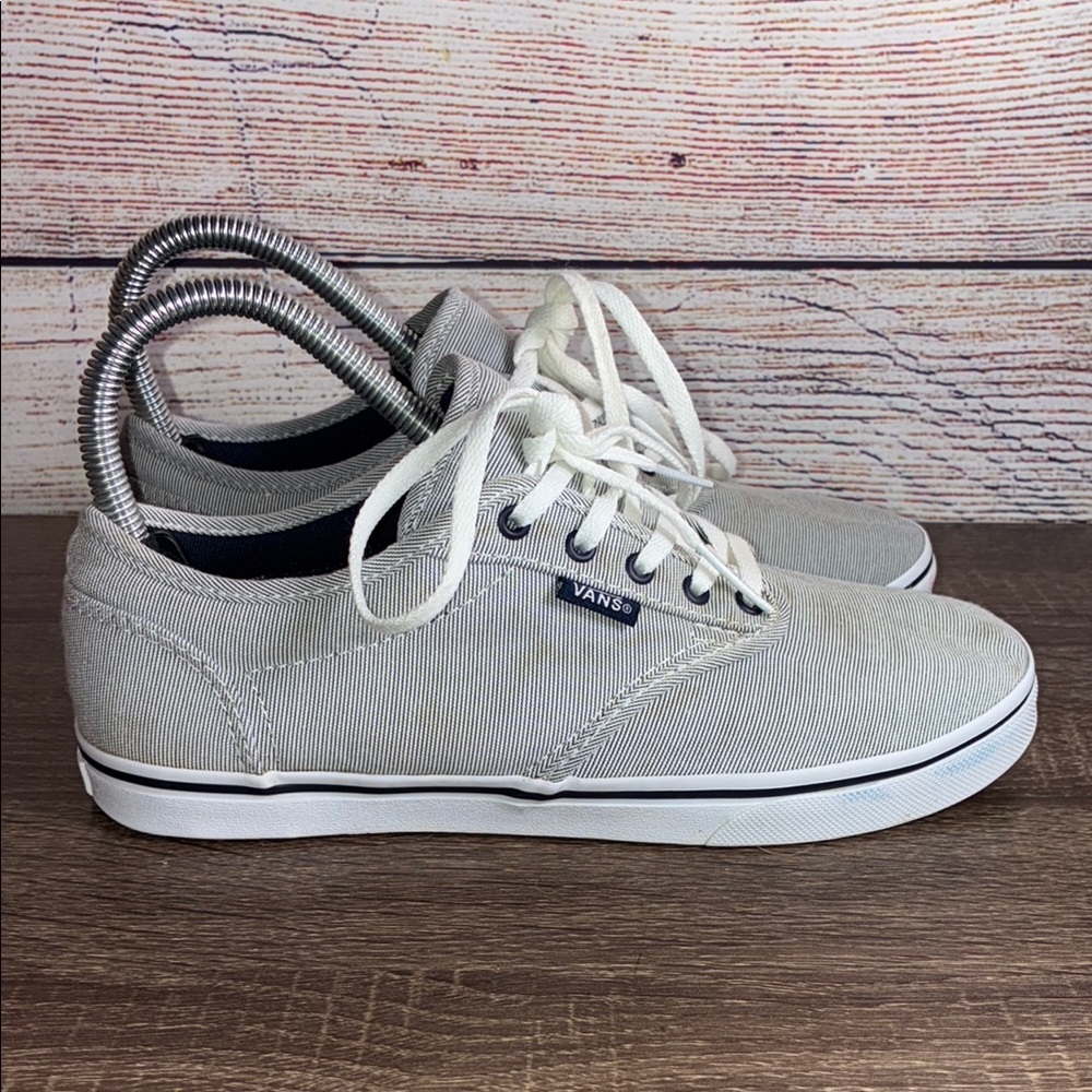Pre Owned Vans Shoes Womens 6 Off The Wall  Sneakers Blue Canvas Lace Up Low Top